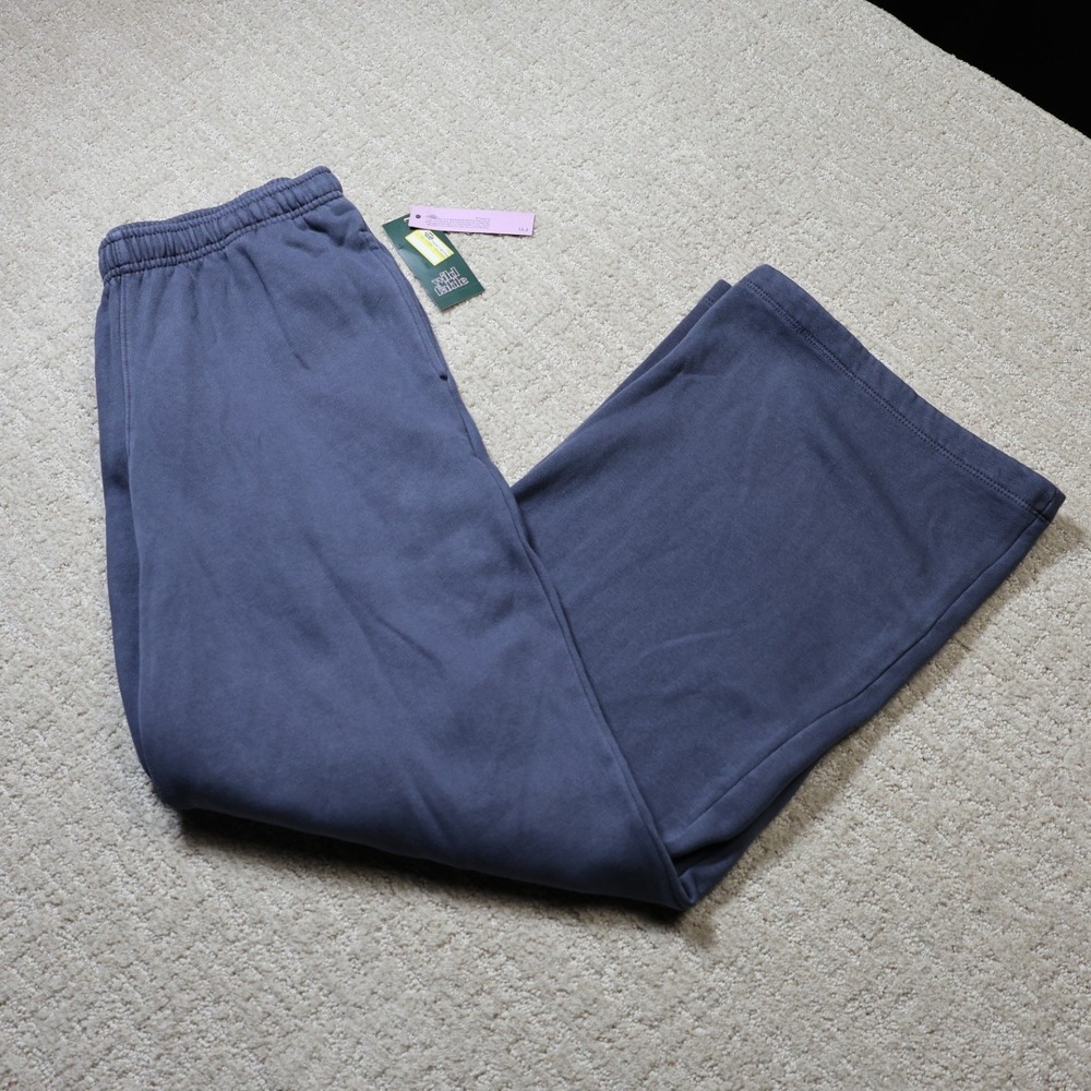 Wild Fable Blue High-Rise Wide Leg Sweatpants Fleece Pockets NWT S